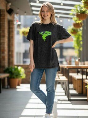 NWT Domax Kids Seuss Grinch Christmas Ew People Child's Black T-Shirt Sz L